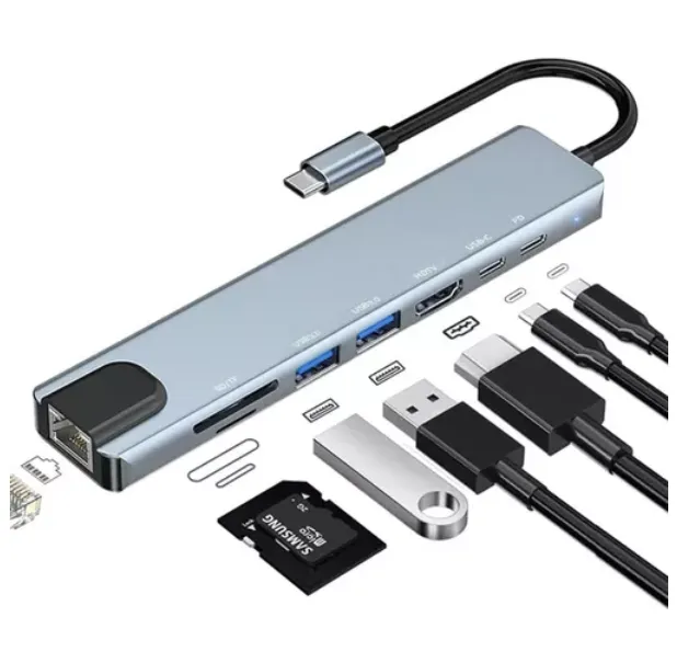 Adaptador USB-C A HDMI 4K 8 En 1