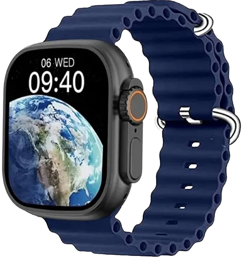  Reloj Smartwatch Ultra Azul Con Obsequio De Audífono Bluetooth I12 Con 2 Pulsos.