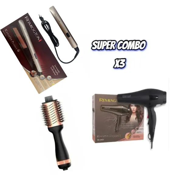 Combo  De Plancha + Secador + Cepillo: Tu Solución Completa Para El Cuidado Del Cabello