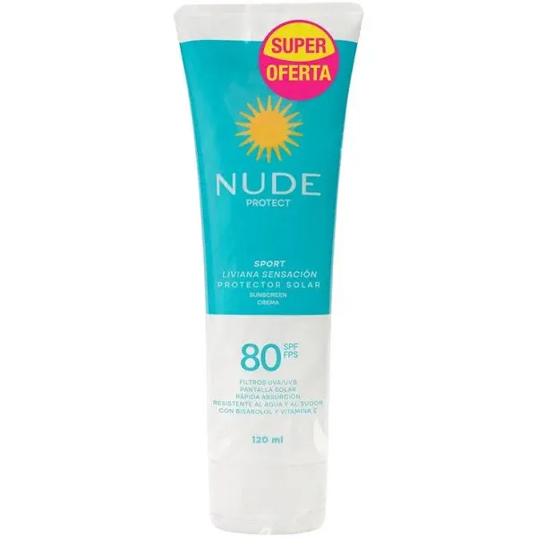 Bloqueador Nude Sport Crema x120ml factor 80