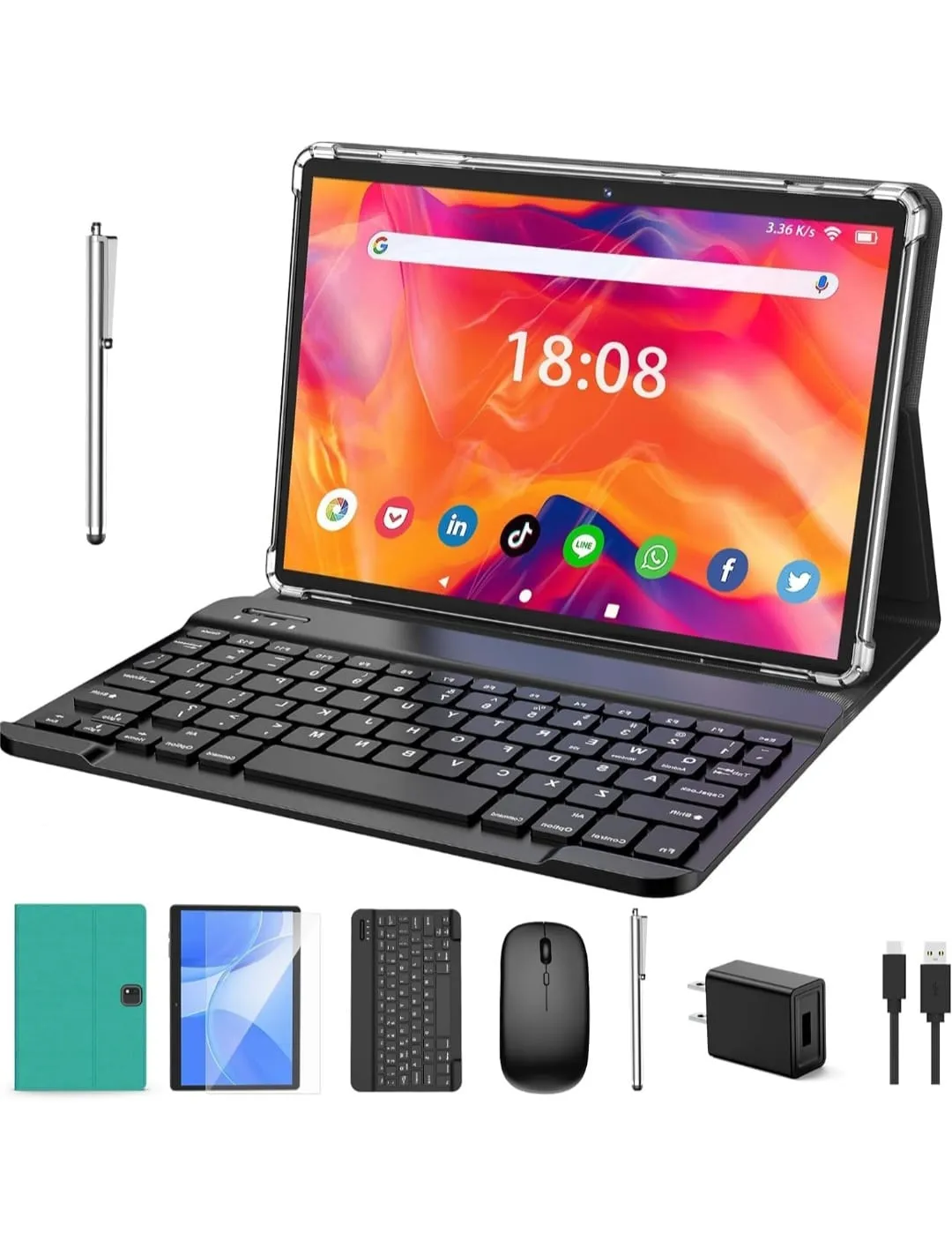 Tablet Android 13 Con Teclado Mause Lapiz 128 Rom + 12 Ram