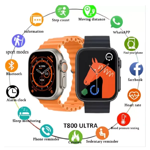 Smartwatch Genérica T800 Ultra Display de 1.99" Color Negro