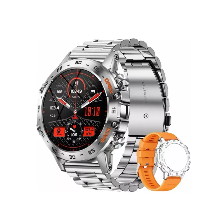 Reloj Inteligente Para Hombre Con Llamada Bt, Correa Extra Color Plata