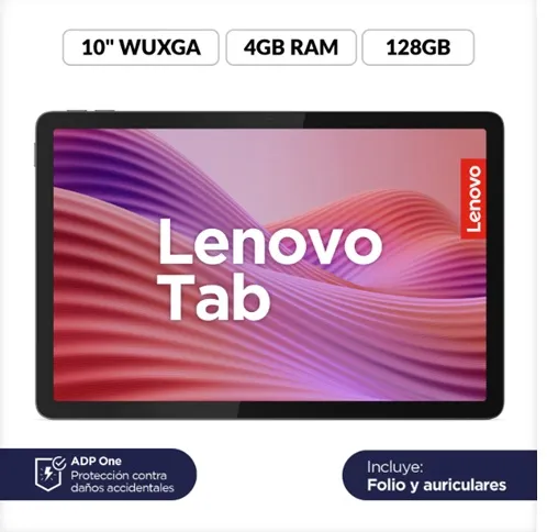 Tablet Lenovo Mas Protector y Audífonos Pantalla 10.1 Pulg 128 gb 4 gb RAM 