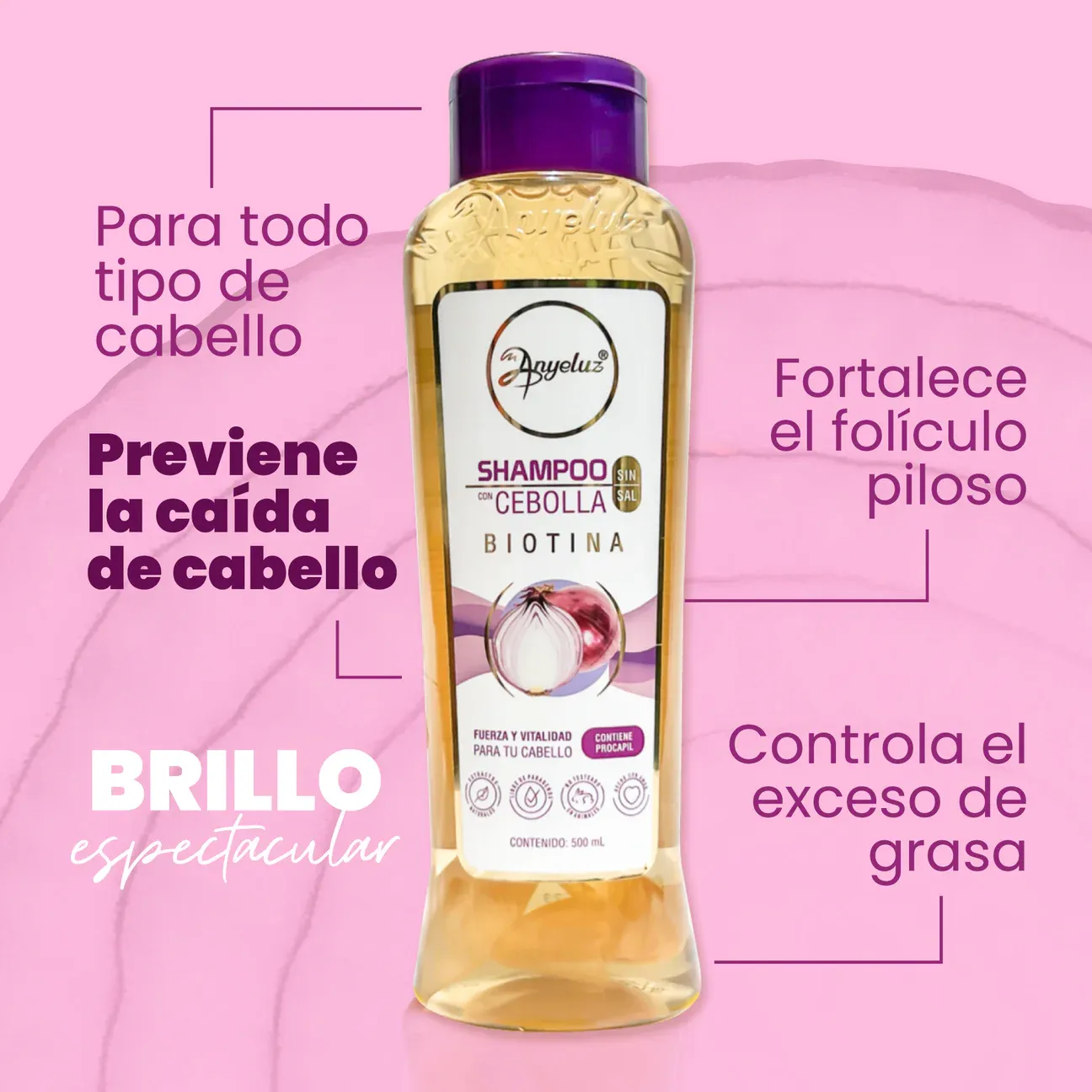 Shampoo De Cebolla Anyeluz X500 Ml