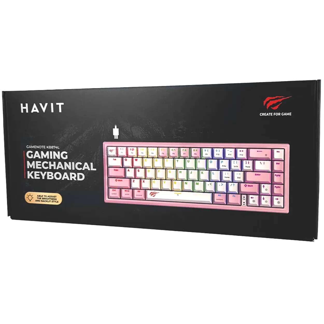 Teclado Mecánico Gamer Rosa Havit Kb874L Rgb 