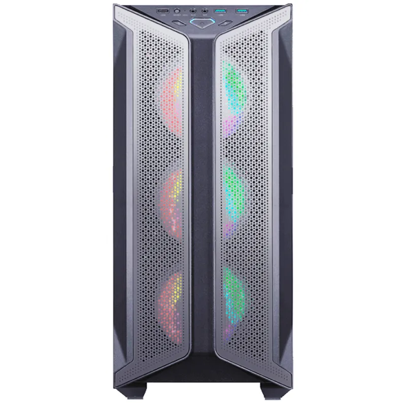 Chasis Gamer Wattana Vorlog + 4 Fans RGB Gabinete Negro Malla Frontal