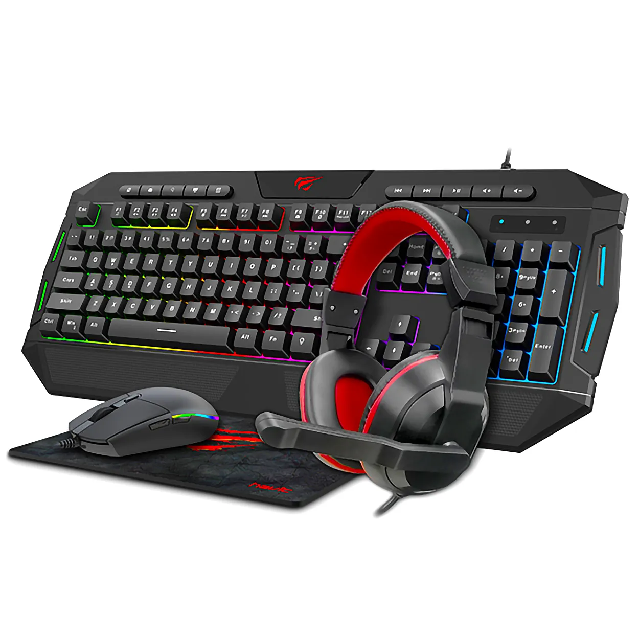 Combo Teclado Mouse Diadema Gamer y Padmouse Havit KB510