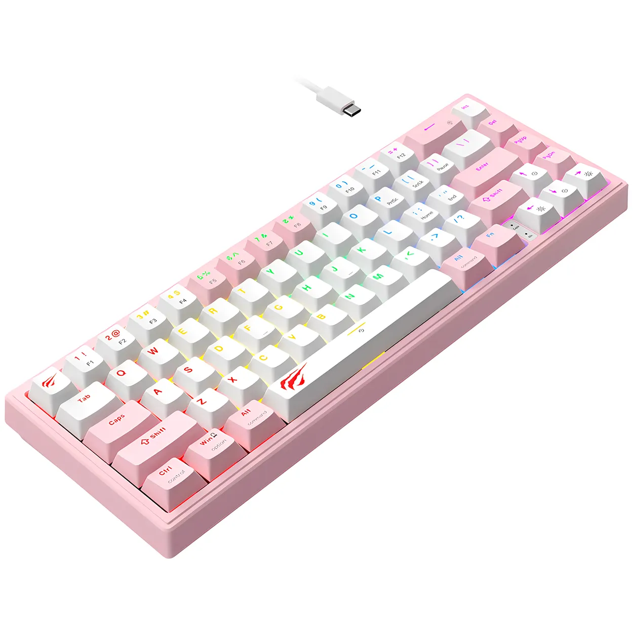 Teclado Mecánico Gamer Rosa Havit Kb874L Rgb 