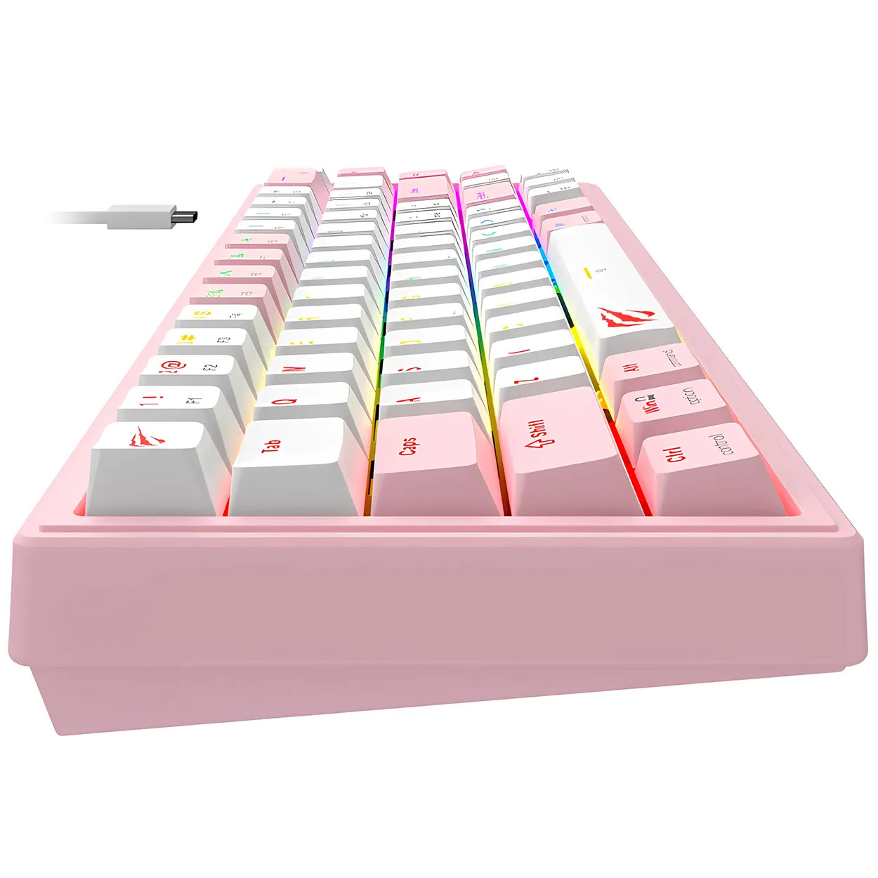 Teclado Mecánico Gamer Rosa Havit Kb874L Rgb 