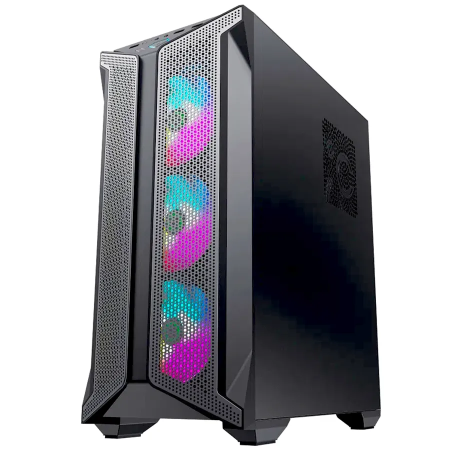 Chasis Gamer Wattana Vorlog + 4 Fans RGB Gabinete Negro Malla Frontal