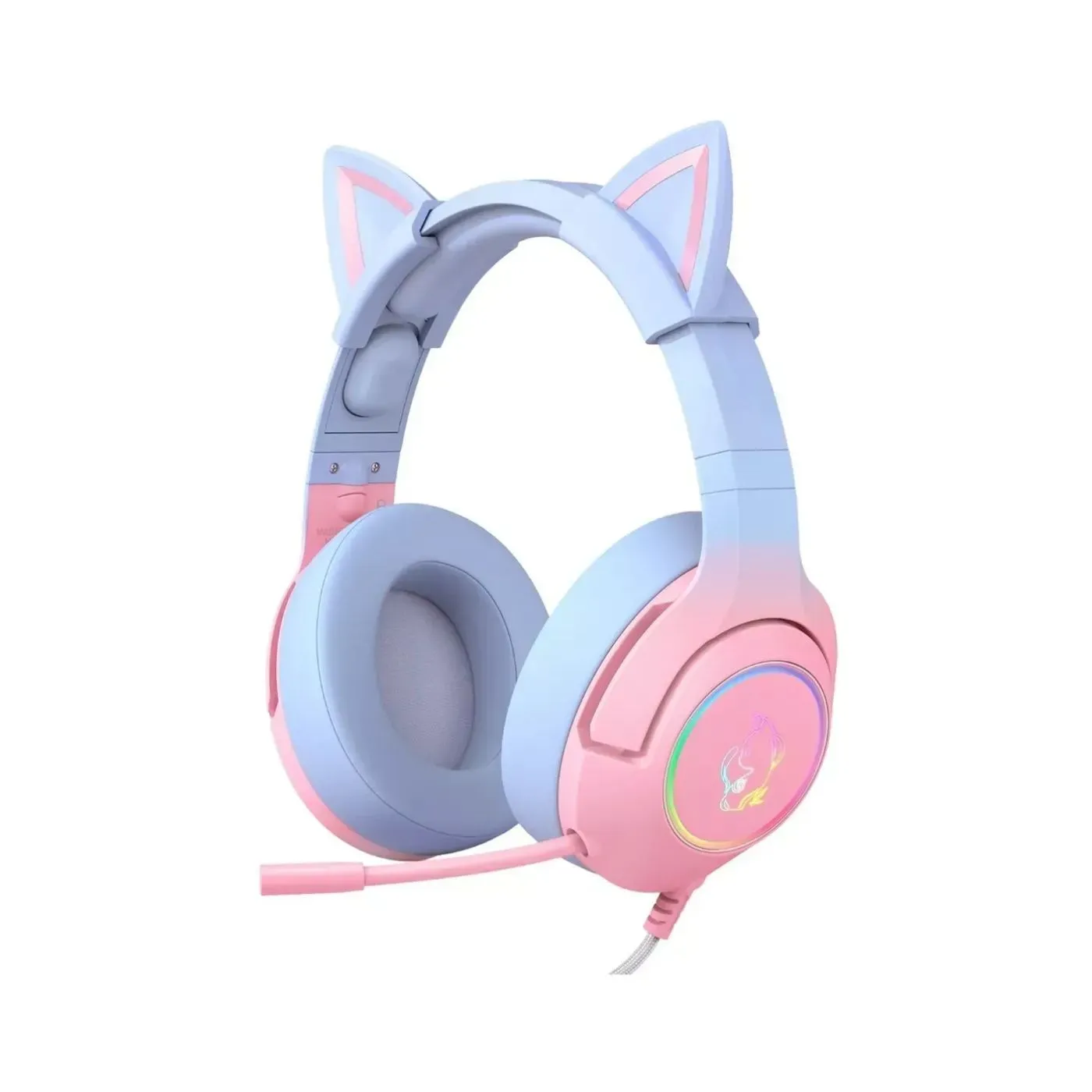 Diadema Gamer Onikuma Con Orejas Rosa Desvanecido K9 + Soporte