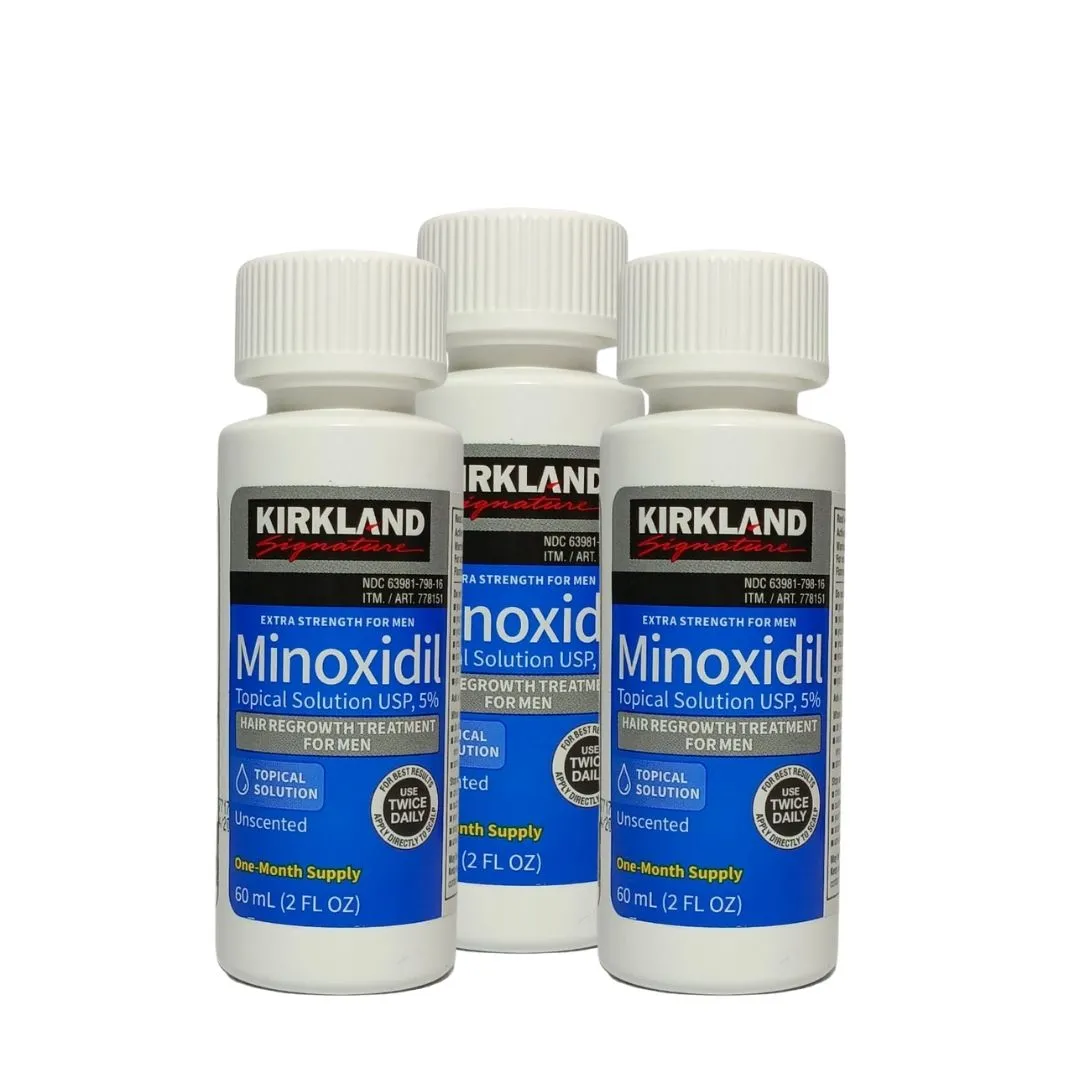 Kit Crecimiento y Anti Caida Minoxidil 5% Kirkland x3 Und + Shampoo Anti Caida Karicia H