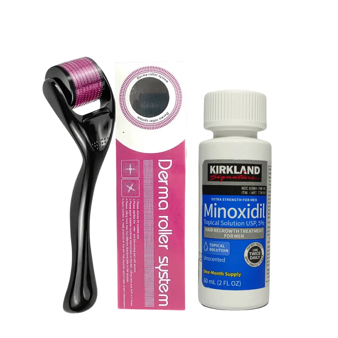 Kit Crecimiento de Barba Minoxidil Kirkland 5% Y Dermaroller 0.5