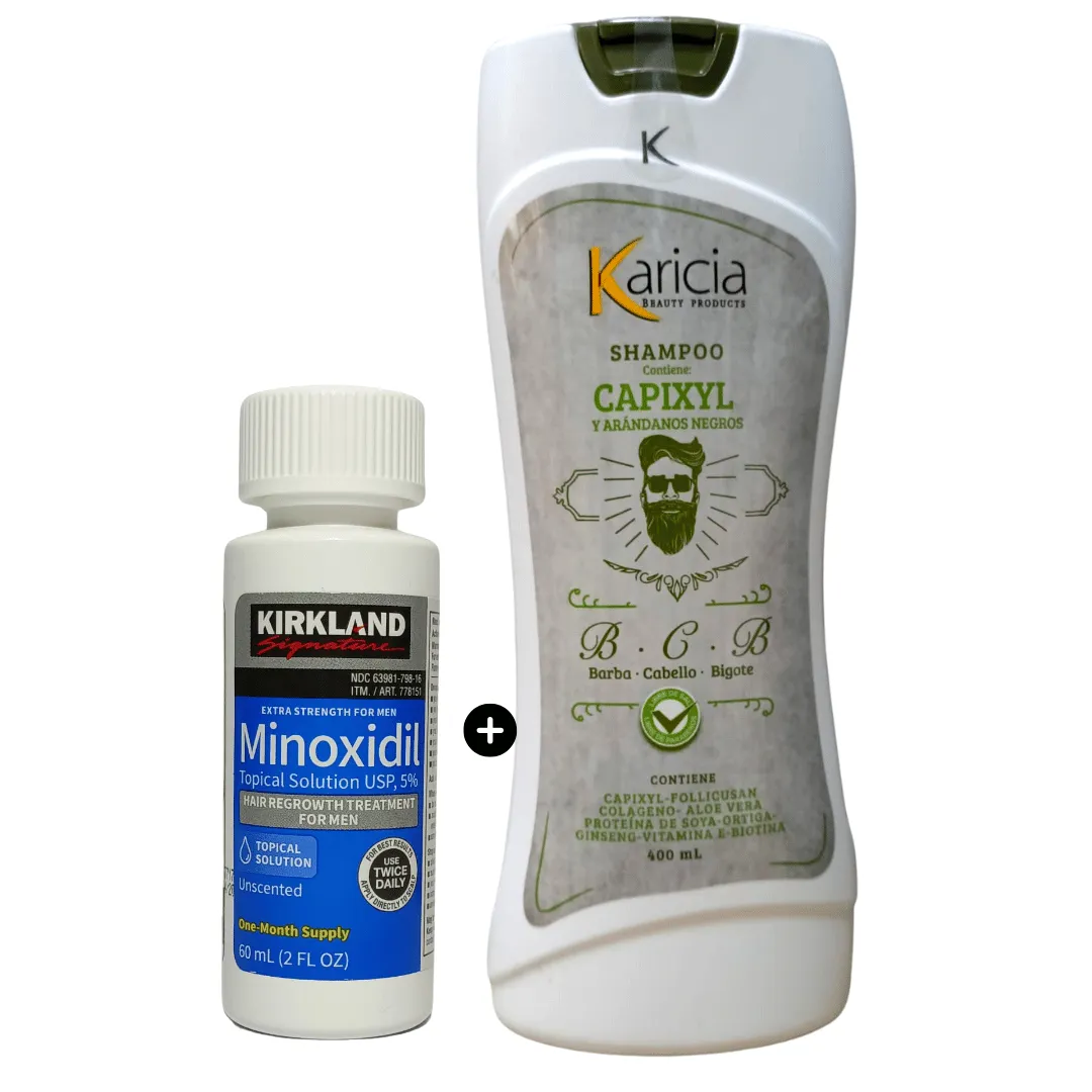 Kit Crecimiento y Anti Caida Minoxidil 5% Kirkland x1 Und +  Shampoo Anti Caida  Karicia H