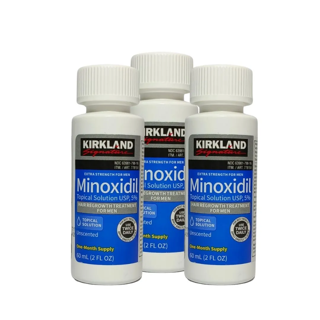 Kit Crecimiento y Anti Caida Minoxidil 5% Kirkland x 3 Und + Shampoo Anti Caida Karicia Mujer