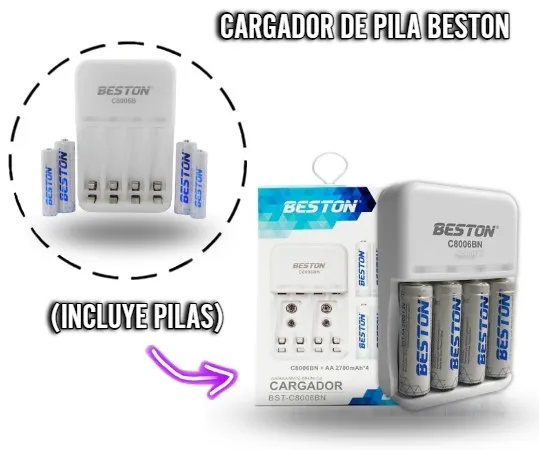 Cargador + Pilas Recargables AA/AAA: Dile Adiós A Las Pilas Desechables: Ahorra y Protege La Tierra Con Beston