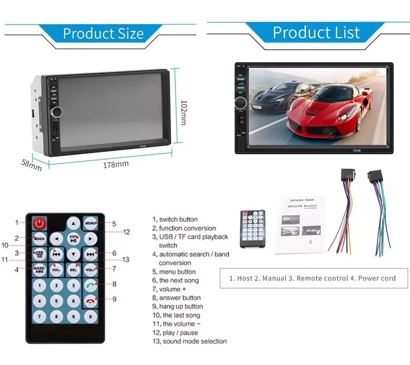 Radio Pantalla 7 Para Auto Con Mirrolink + Cámara De Reversa