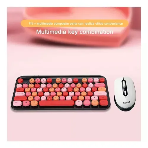 Combo Teclado Y Mouse Inalámbrico DN-C500 Rosa