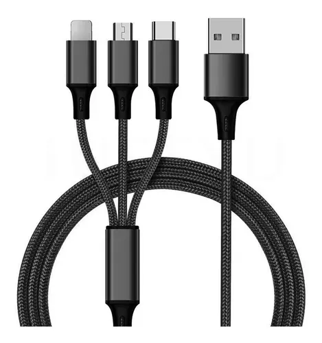 Cable Cab 259 Usb Tipo C Reforzado 3 En 1 Para Xiaomi iPhone 1hora Color Negro