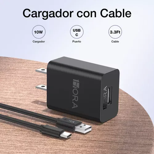 Cargador Tipo C Usb Datos Gar 080 Celular Carga Rápida 1hora 2a 10w Color Negro