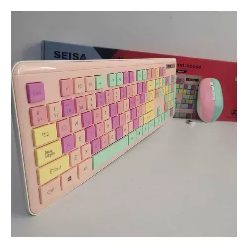 Combo Teclado Mouse Dn-c400 Kit Colores Pastel