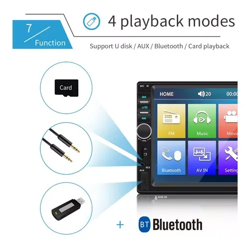 Radio Pantalla 7 Para Auto Con Mirrolink + Cámara De Reversa