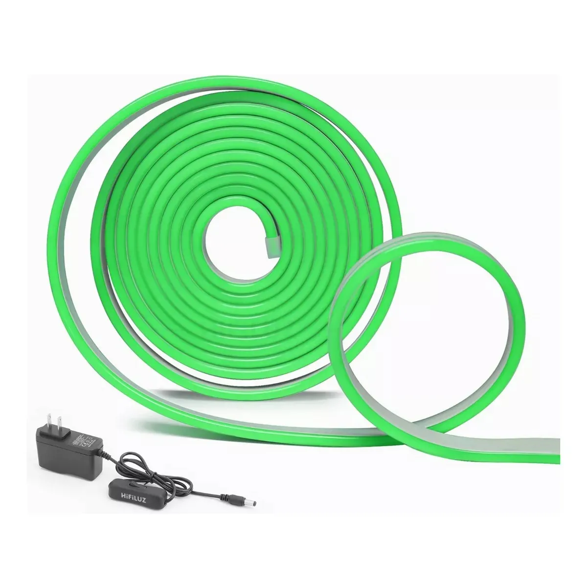 Kit Luz Neón Verde De 5 Mts Incluye Fuente De 12V  