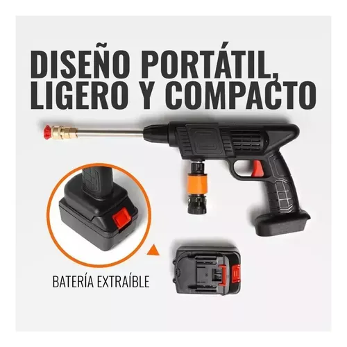 Hidrolavadora Pistola Alta Precion Lavado Inalámbrico Bateria 48v Maletin Color Negro