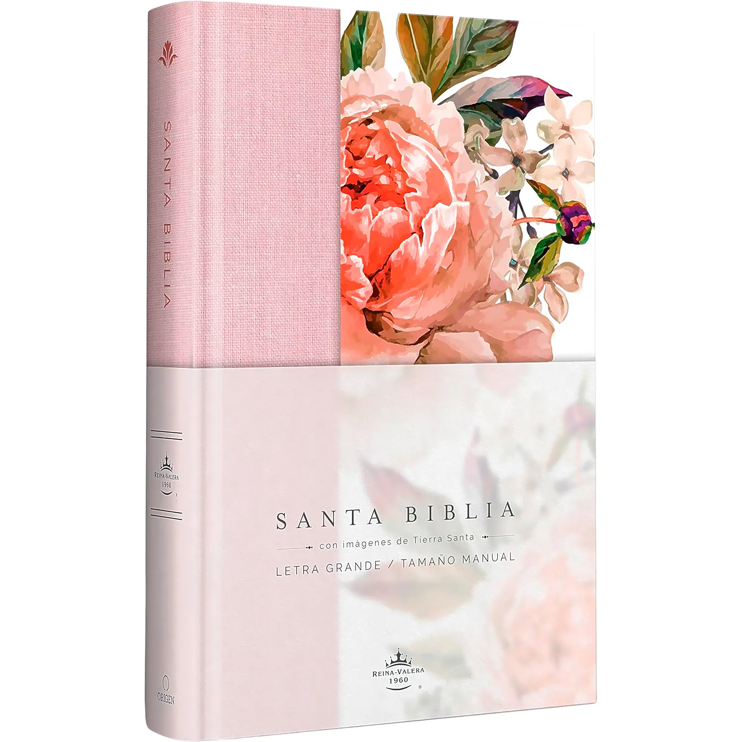 Santa Biblia Rvr 1960. Letra Grande. Rosada Con Flores