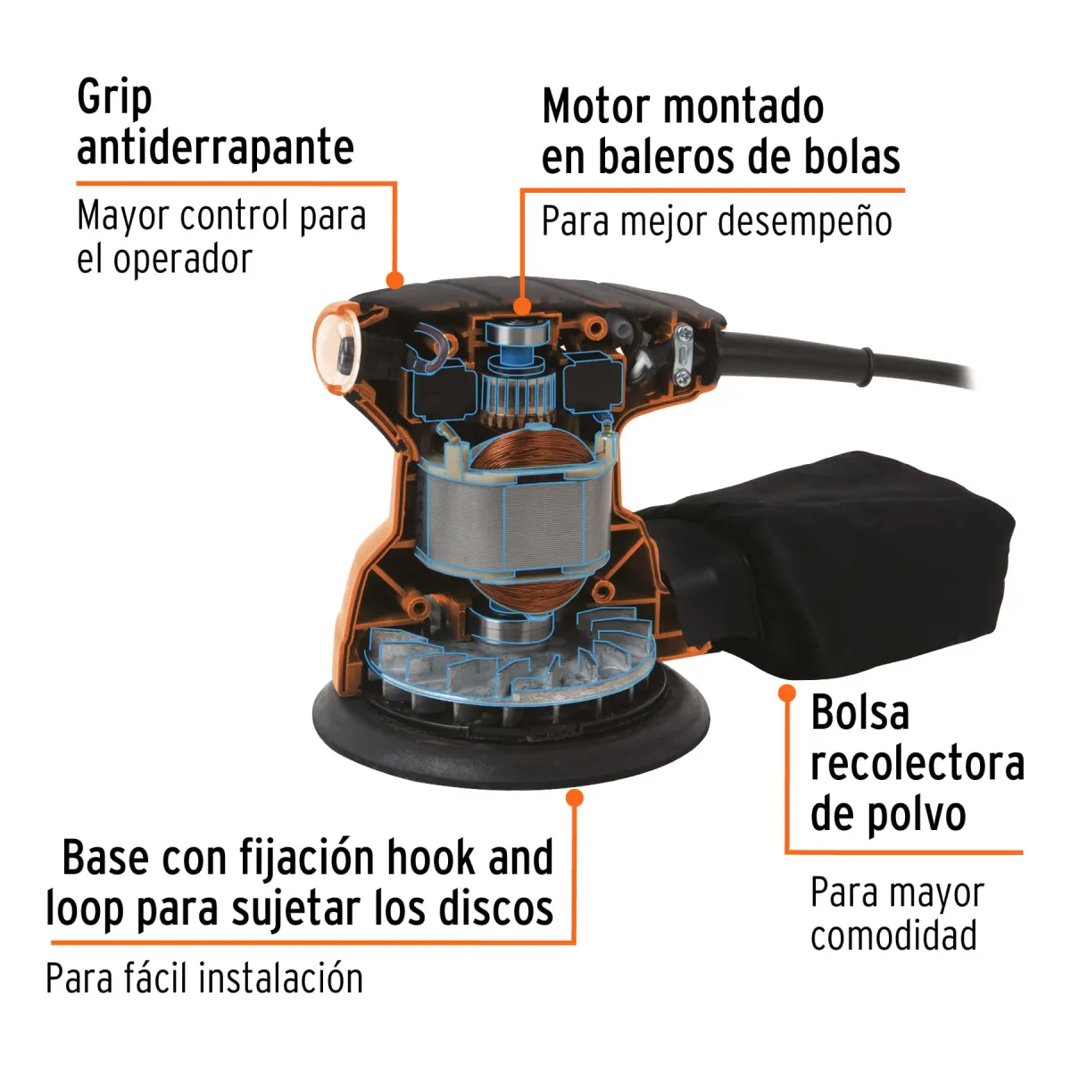 Lijadora Roto Orbital 5" TRUPER PRO