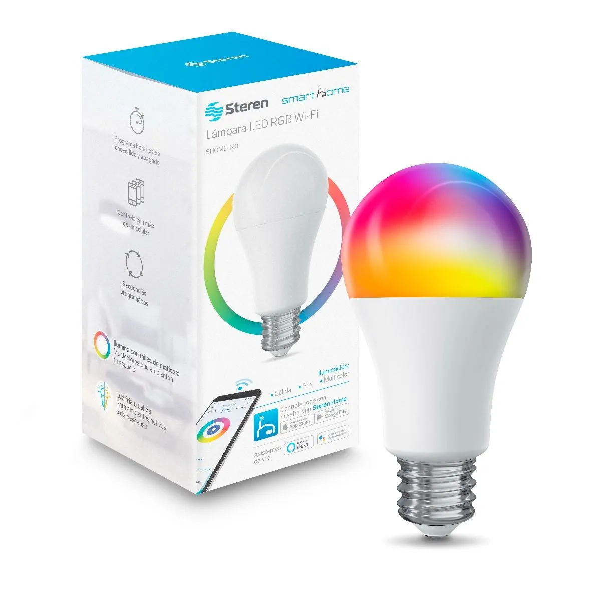 Bombillo Foco Led Wi-fi Multicolor 10w Smart Home Steren