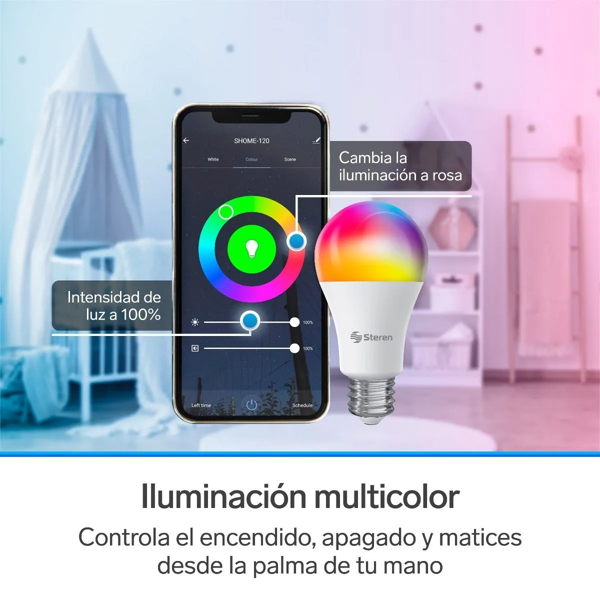 Bombillo Foco Led Wi-fi Multicolor 10w Smart Home Steren