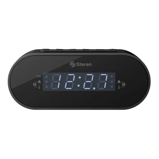 Radio Reloj Despertador Digital Fm Steren Color Negro