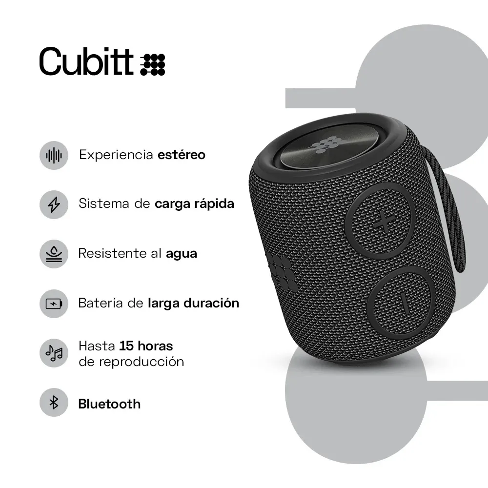 Parlante Power Go Bocina Portátil Cubitt Bluetooth Negro