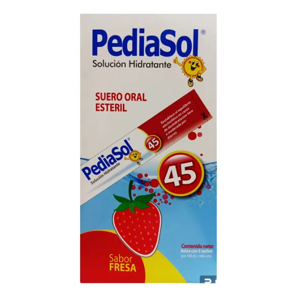 Suero Oral Estéril Pediasol 45  Fresa Sachet x 100 Ml Bolsa x 5 Uds.