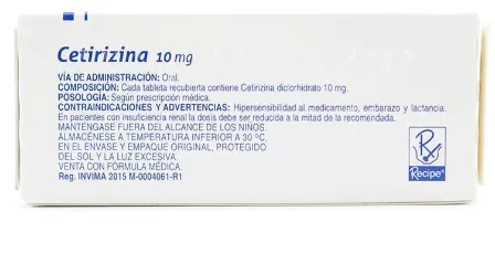 Cetirizina 10Mg Tabletas Récipe Blister X 10