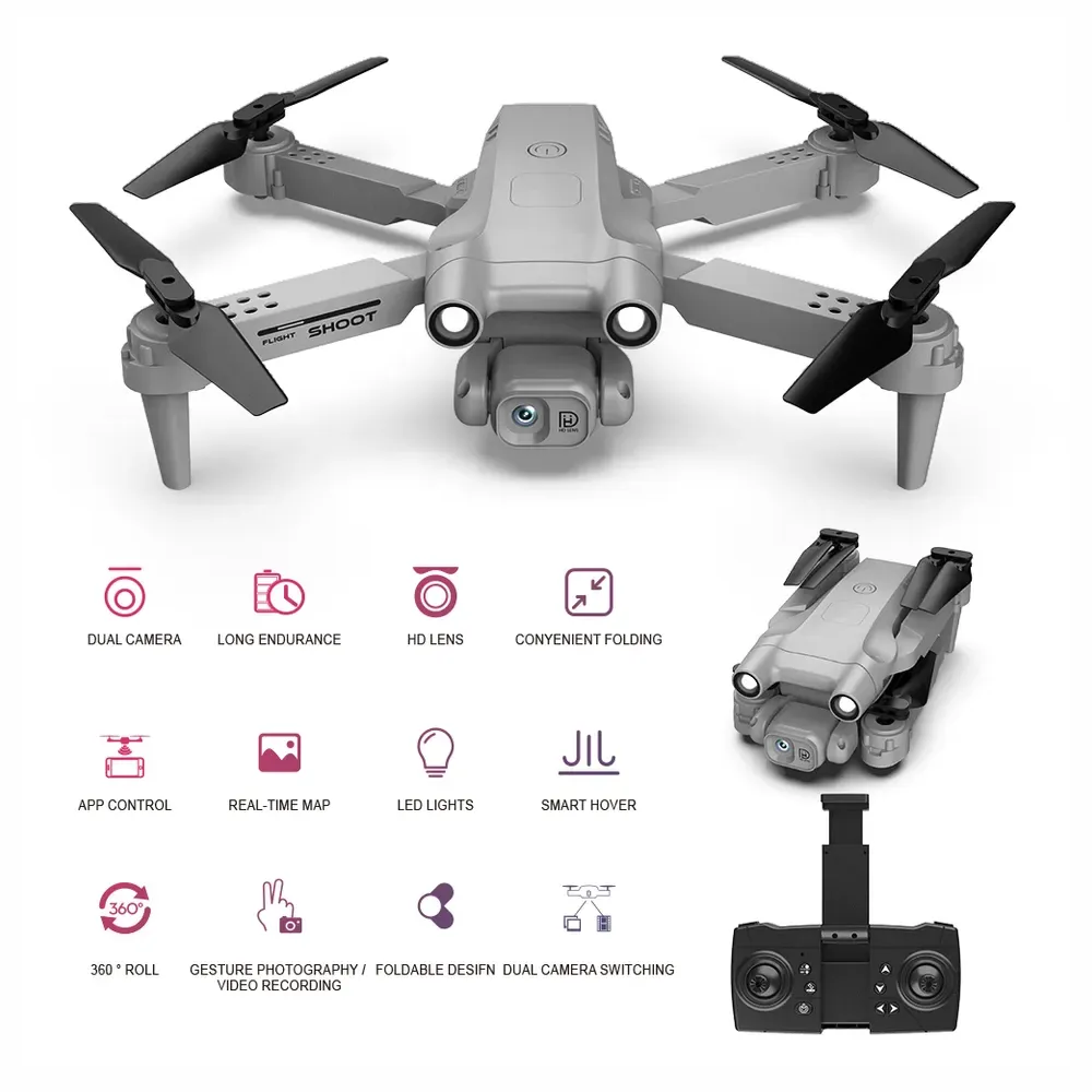 Drone Wifi Con Cámara Doble Estuche F195 Estabilizador Vuelo