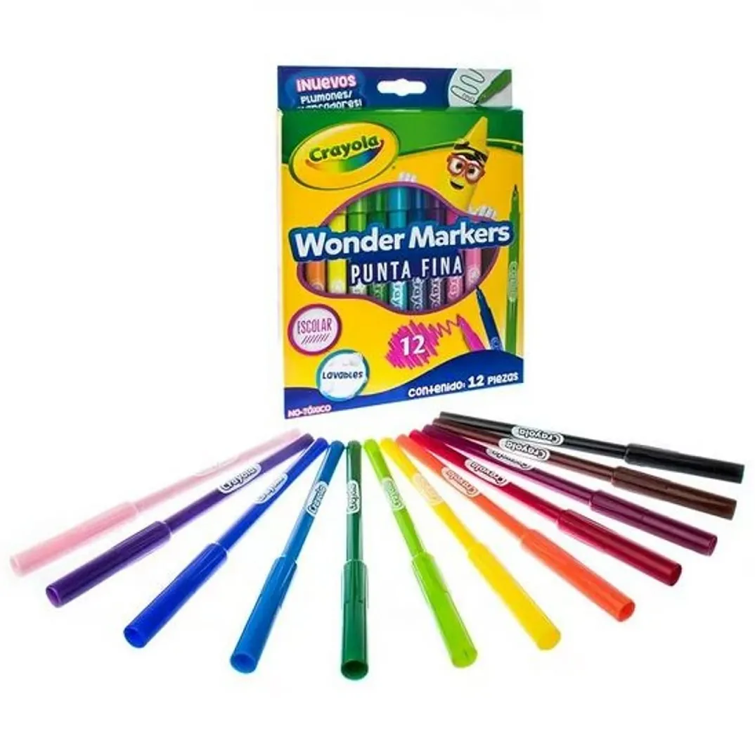 Plumones Crayola Wonder Markers Punta Fina X 12 Colores