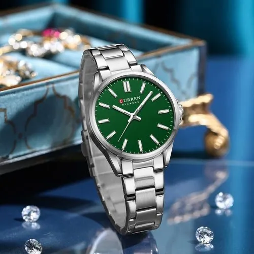 Reloj Curren 9090 Plateado Y Verde