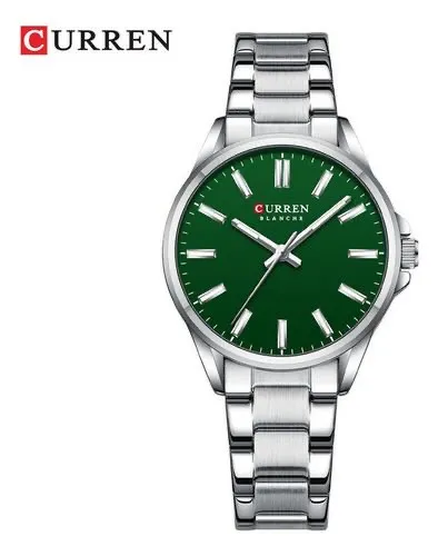 Reloj Curren 9090 Plateado Y Verde