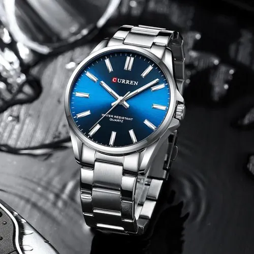 Reloj Para Hombre Curren C9090 Plateado Y Azul