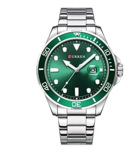 Reloj Curren C8388 Para Hombre Plateado Y Verde