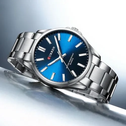 Reloj Para Hombre Curren C9090 Plateado Y Azul