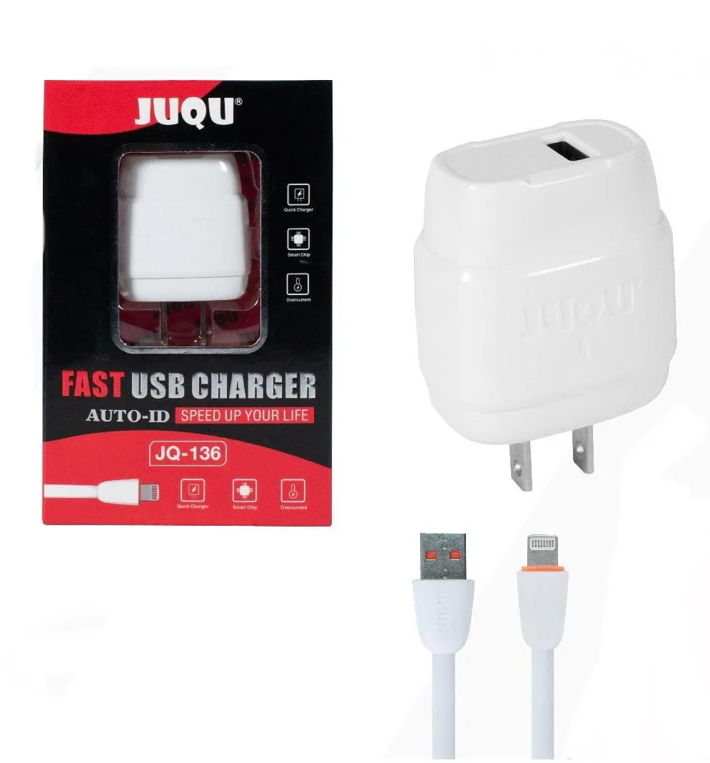 Cargador Juqu  Para IPhone Blanco Jq-136