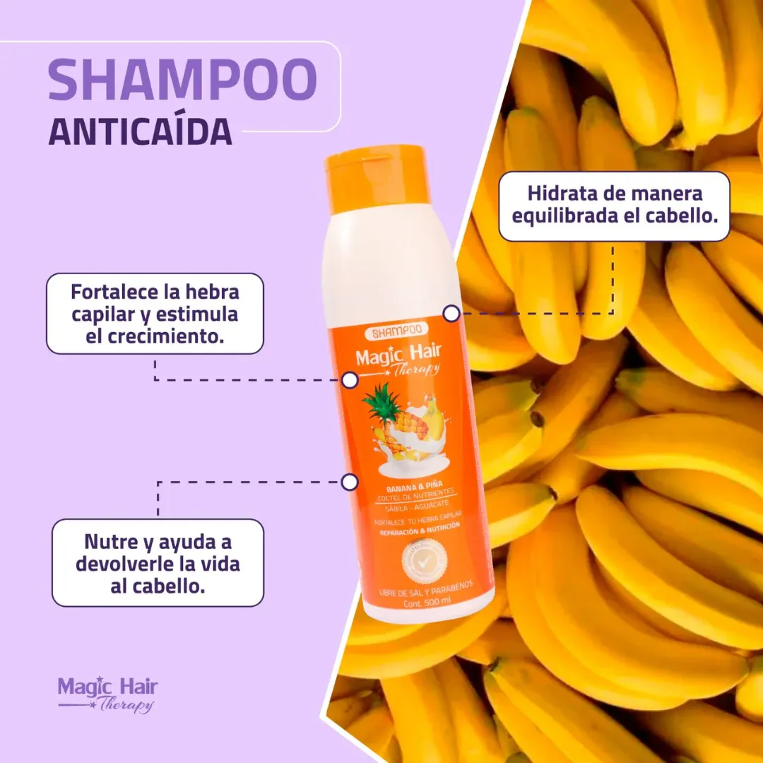 Shampoo Banana Y Piña - Anticaída Magic Hair 500 Ml