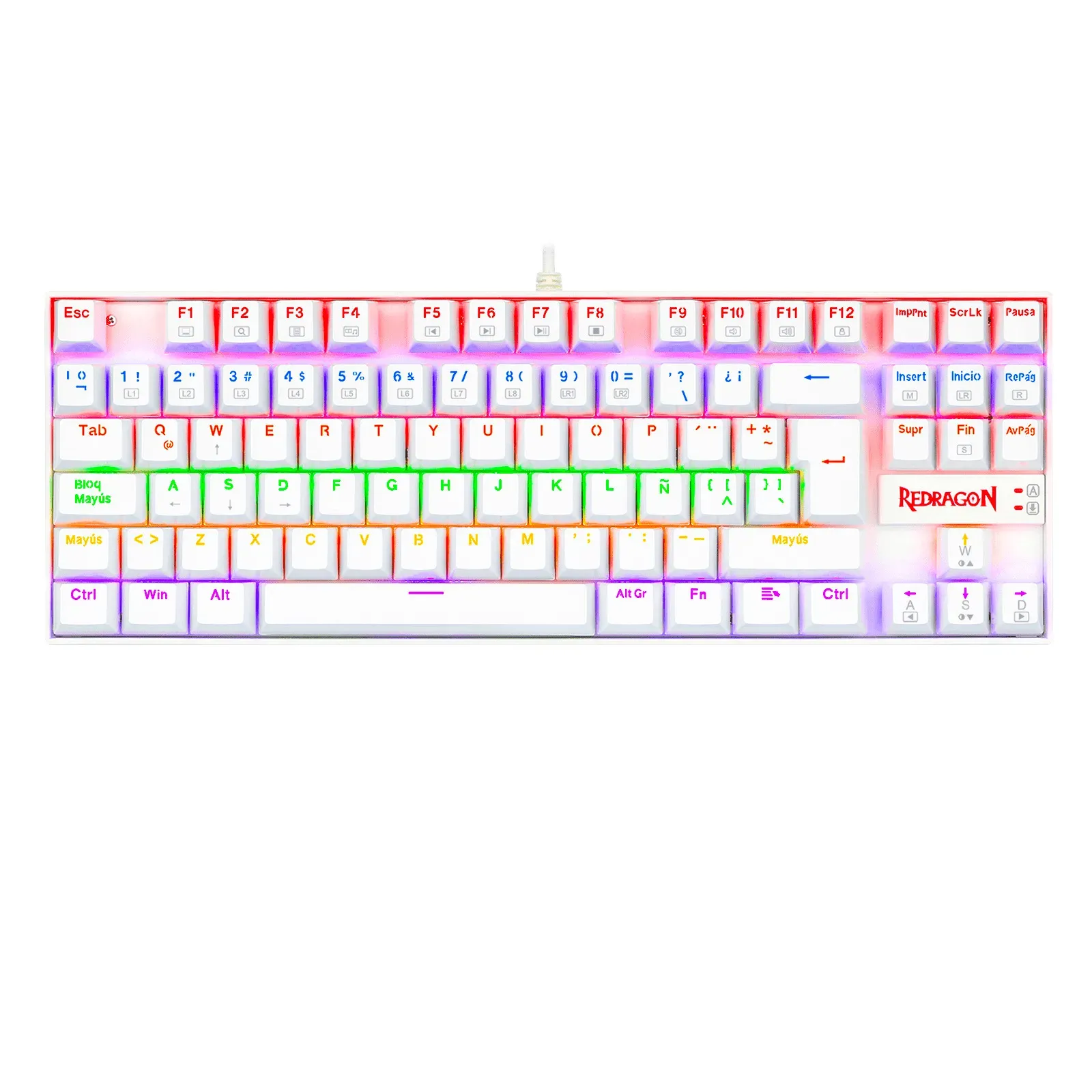 Teclado Kumara White K552-Kr-Sp Mechanical Spanish Rainbow Switch Red