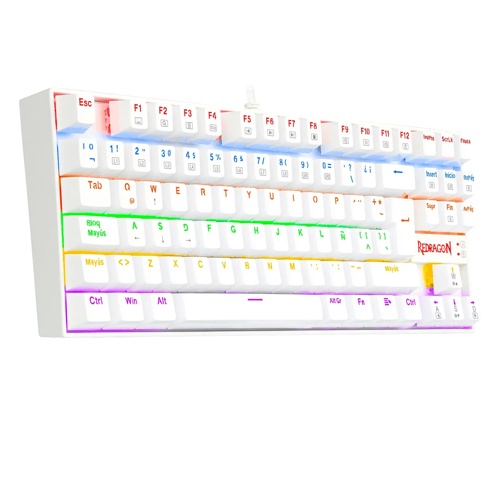 Teclado Kumara White K552-Kr-Sp Mechanical Spanish Rainbow Switch Red