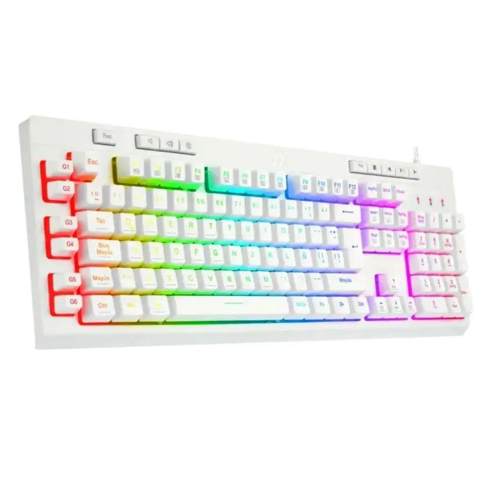 Teclado Redragon Shiva White K512w-Rgb, Membrana Keyboard Color Blanco