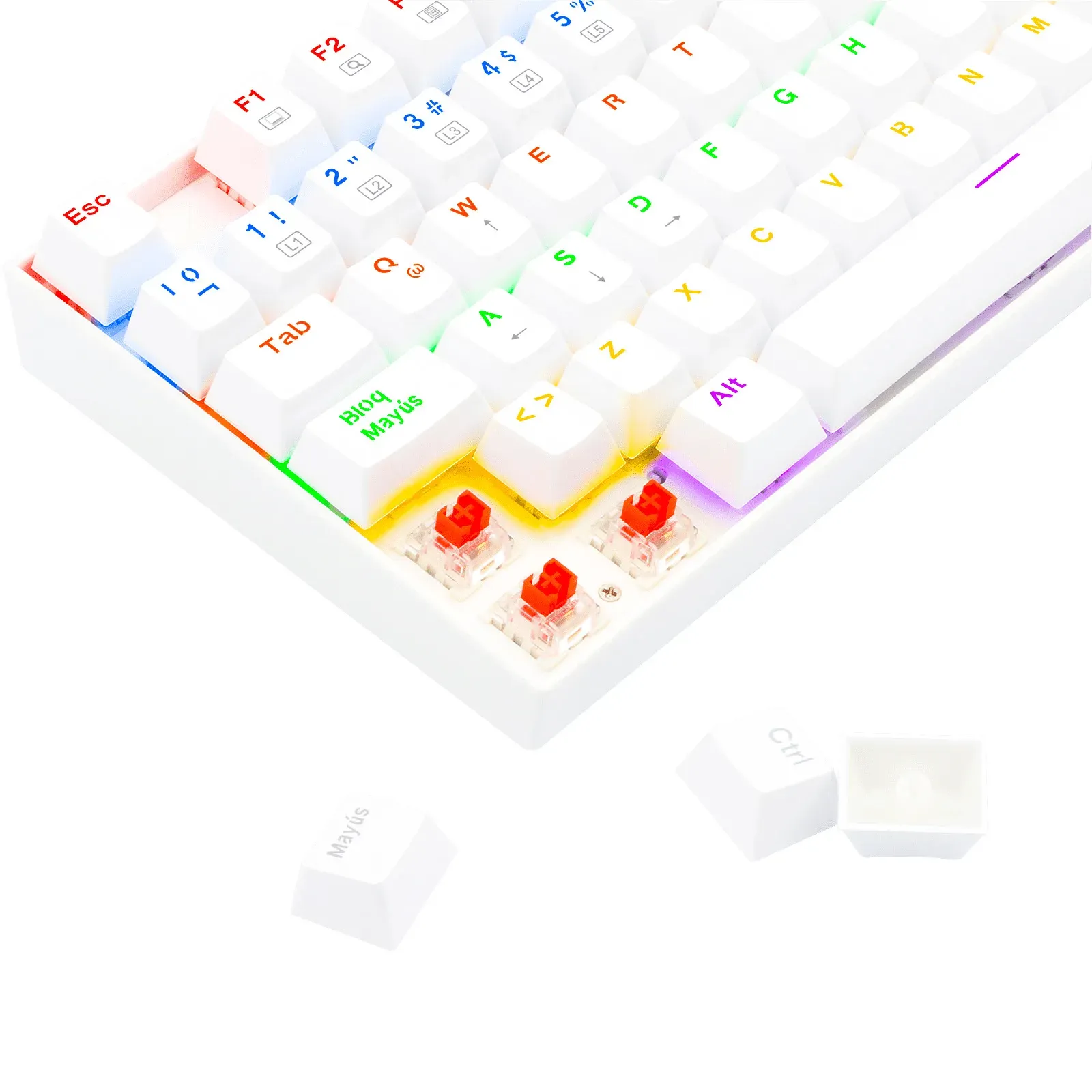 Teclado Kumara White K552-Kr-Sp Mechanical Spanish Rainbow Switch Red